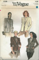 8109 EZ VOGUE LOOSE UNLINED PANEL COLLAR JACKET PATTERN 12, 14 choice